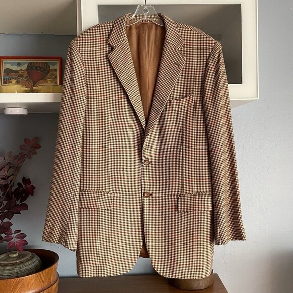 Kiton Napoli Wilkes Bashford 100% Cashmere Sport Coat Houndstooth Check 52 EU
